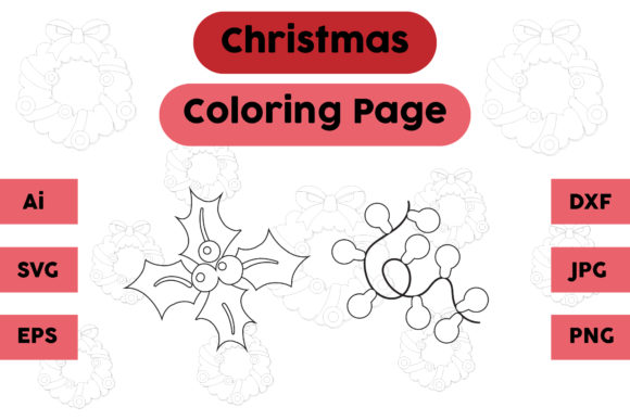 A Christmas Coloring Page Plum Lamp Set for Graphics Projects