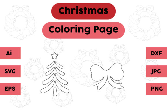 A Christmas Coloring Page Tree Tie Set for Embroidery