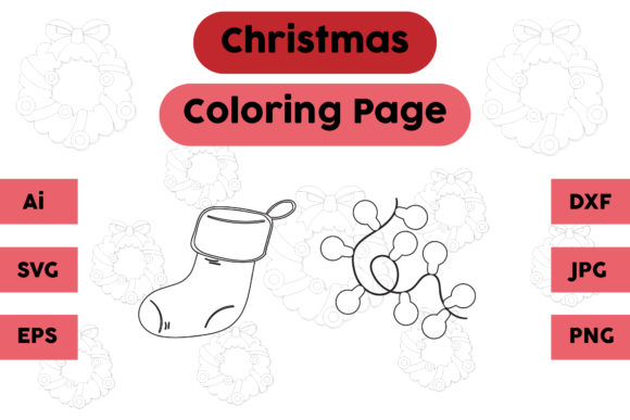 A Graphic Asset Review for the Christmas Coloring Page Socks Lamp Set 3