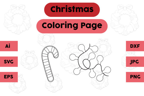 Christmas Candy Lamp Coloring Pages for Graphics and Creative Products