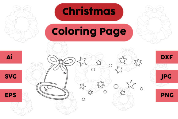 Christmas Coloring Page Bell Star Set 04 for Graphics and Coloring Pages Amp