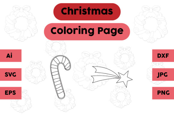 Christmas Coloring Page Candy Star Set 1: A Graphics Asset for Creatives