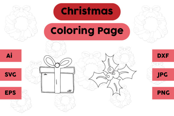 Christmas Coloring Page Gift Plum Set 08: A Graphic Design Asset Review