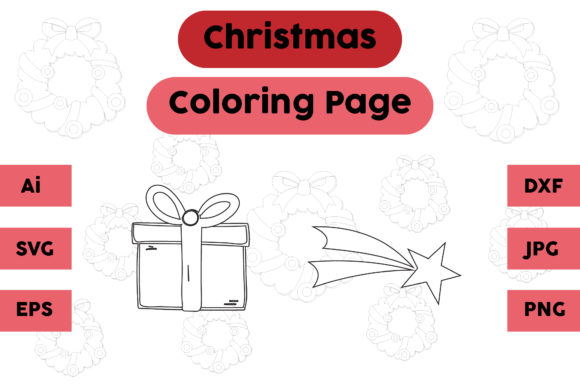 Christmas Coloring Page Gift Star Set 13: A Graphics Review for Sellers