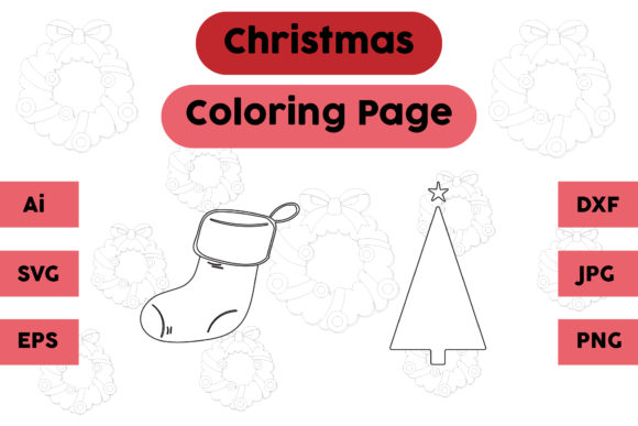 Christmas Coloring Page Socks Tree Set 4: A Graphics Review for Seasonal Product Creation