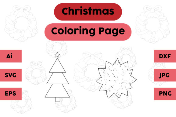Christmas Coloring Page Tree Decor Set 2: A Versatile Graphics Asset