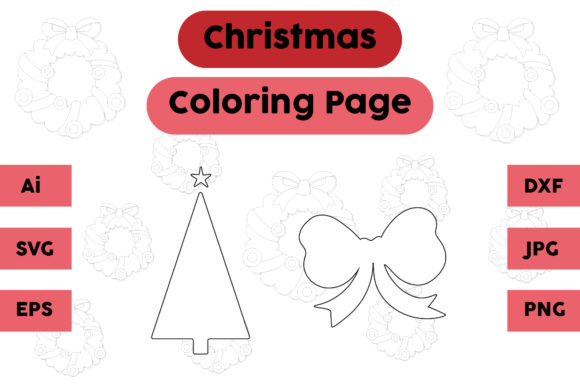 Christmas Coloring Page Tree Tie Set 01: A Graphic Asset for Branded Seasonal Content