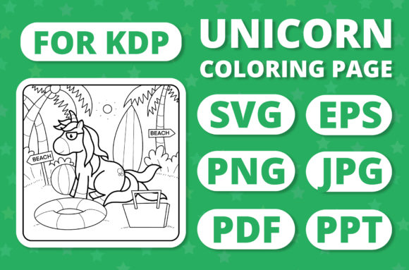KDP Unicorns Seasons Coloring Page 10: A Versatile Graphic Design Asset