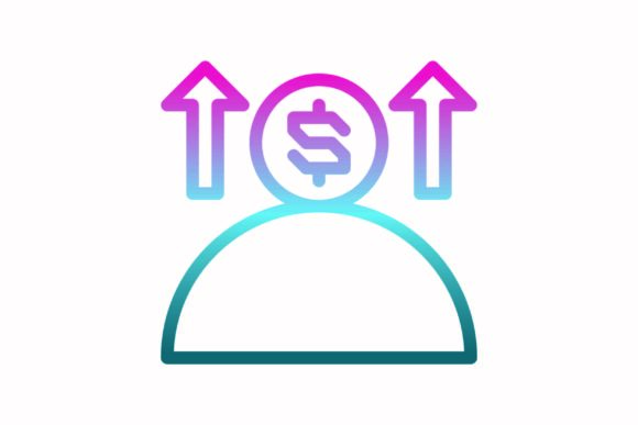Profit Rainbow Coloring Icon: A Vibrant Graphics Asset for Creative Projects