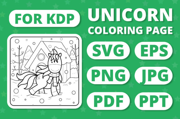 Unicorn Seasons Coloring Page as a Commercial Graphics Asset